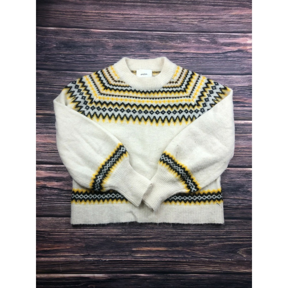 Just Female Svan Knit Sweater Womens XS Cream Fair Isle Alpaca Wool Blend 12019